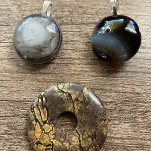 Round Stone Pendant Set